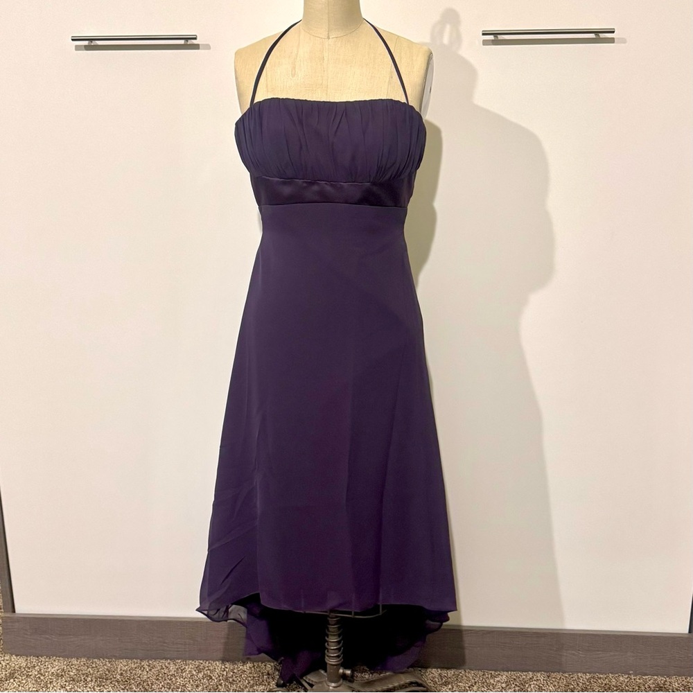Alfred Angelo Eggplant Hi Low Halter Dress